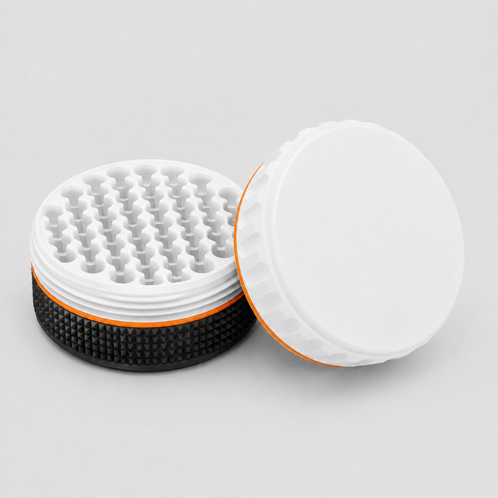 Stackable ammo storage container with fitted caliber insert and removable lid