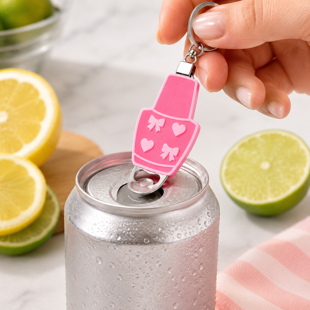 NAMVEXO hot pink can tab opener accessory with hearts and bows