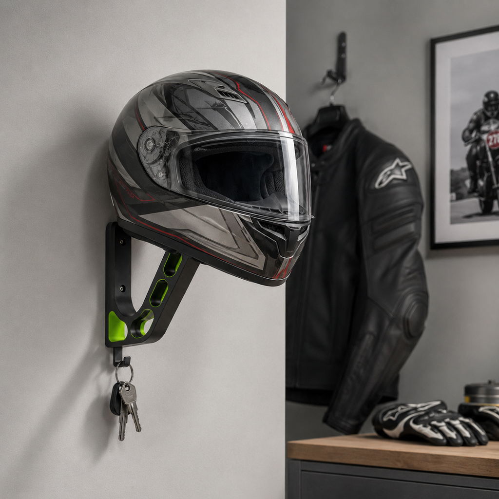 NAMVEXO helmet storage mount designed for motorcycle and full-face helmets