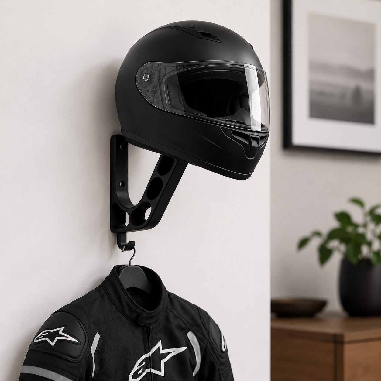 NAMVEXO helmet holder with matte black body and colored accent openings