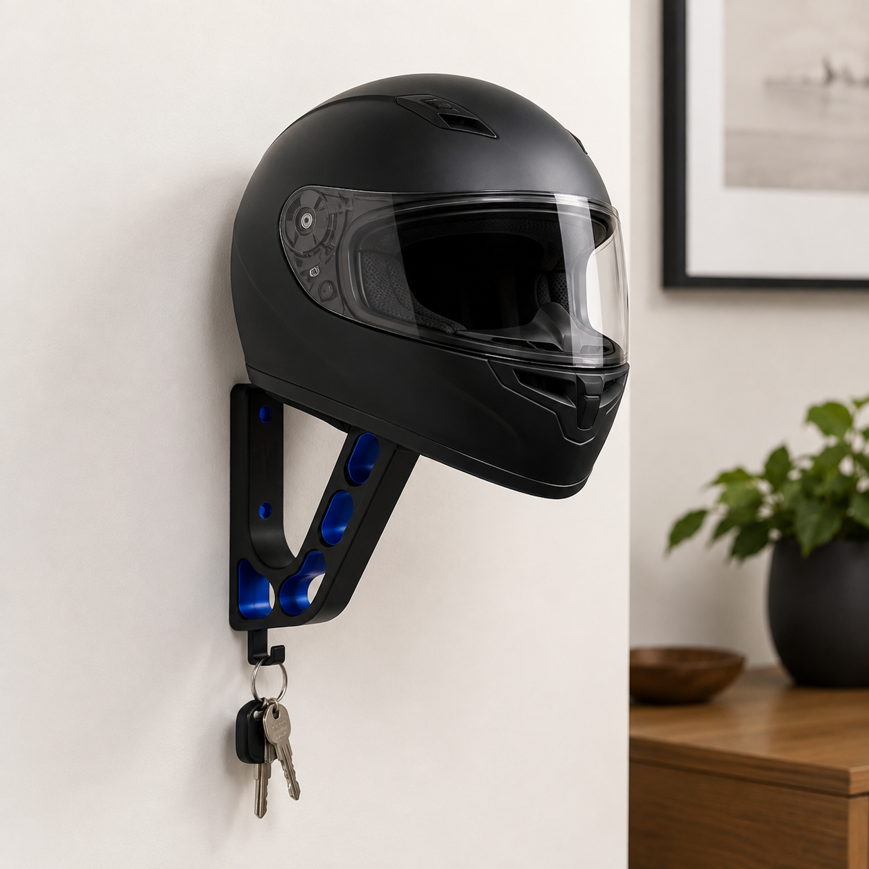 NAMVEXO motorcycle helmet holder wall mount with wide helmet support and single lower hook