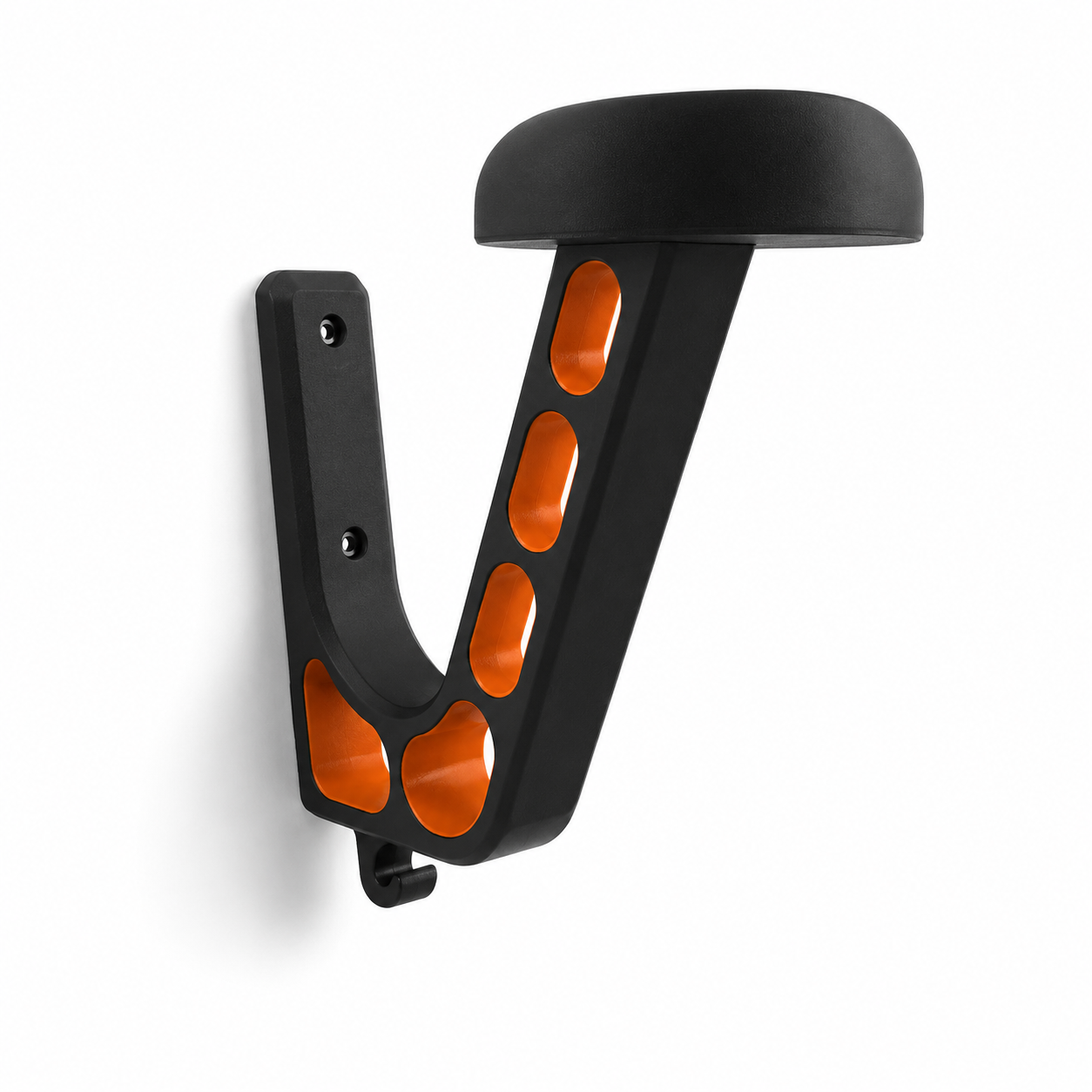 Helmet holder wall mount with single bottom hook for hanger keys or lightweight accessories
