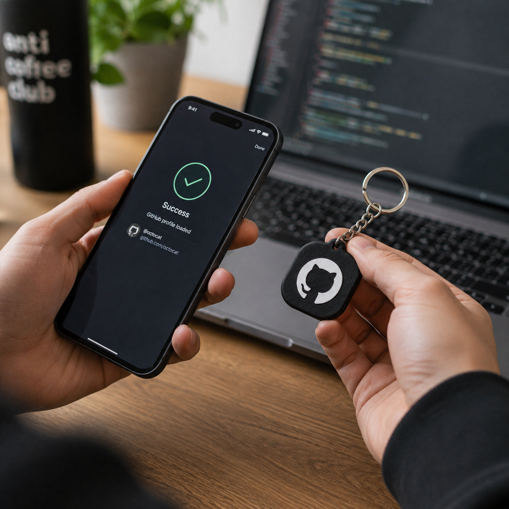 NFC Social Media Keychain – Tap-to-Share Networking Tag