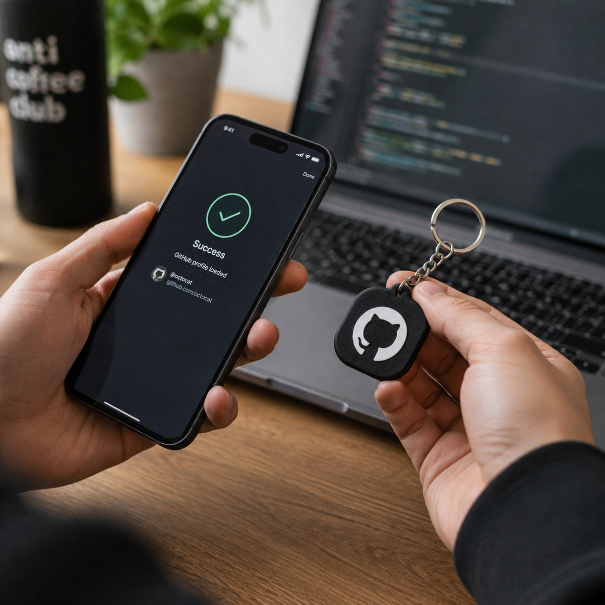 NFC Social Media Keychain – Tap-to-Share Networking Tag