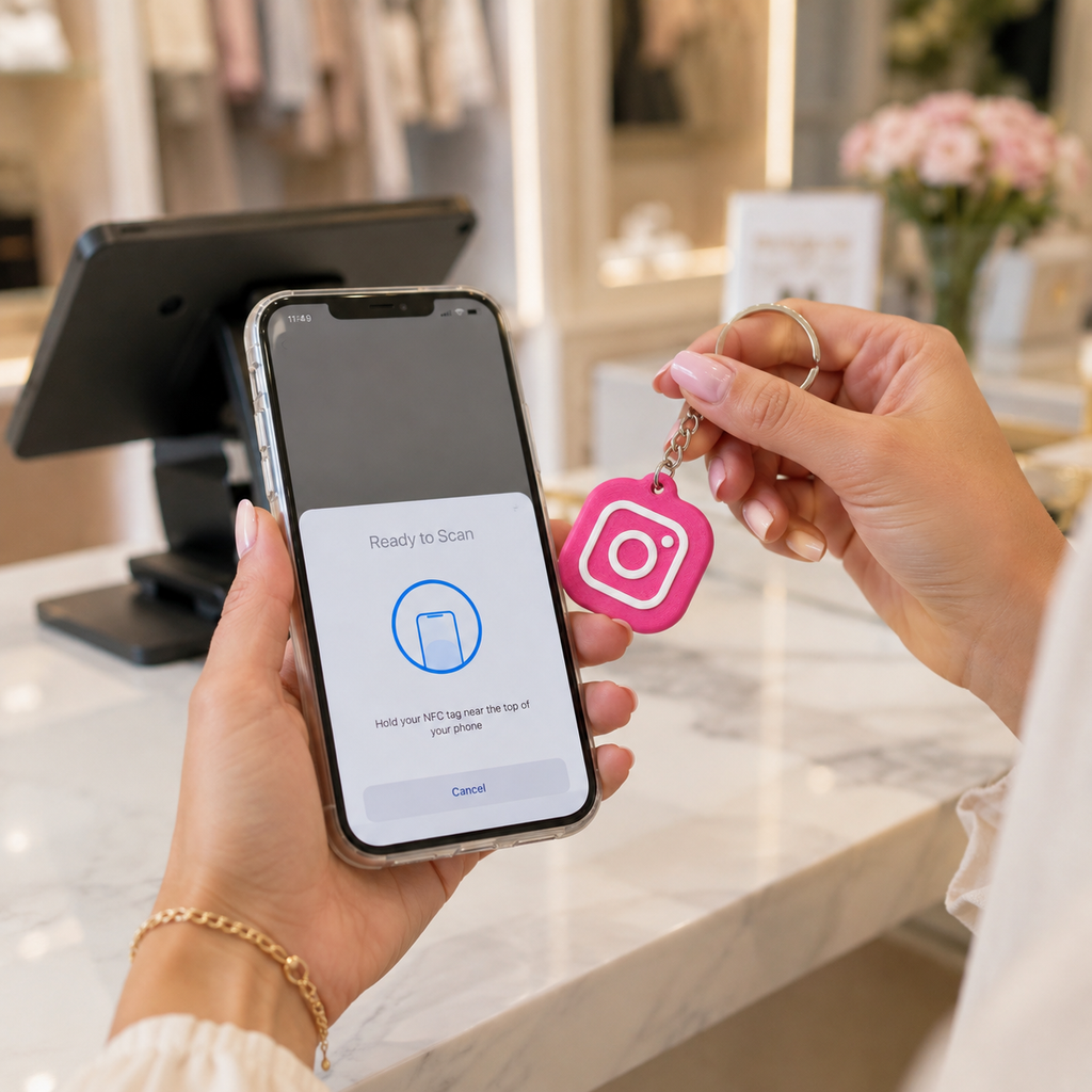 NFC Social Media Keychain – Tap-to-Share Networking Tag