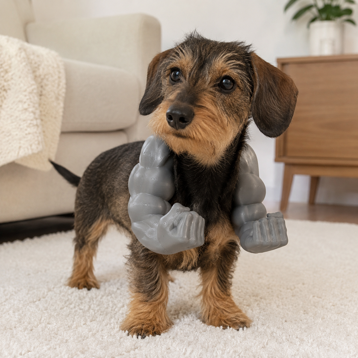 3D printed novelty pet costume muscle arms