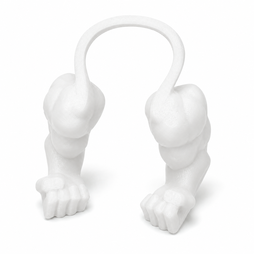 White 3D printed pet muscle arms costume by NAMVEXO