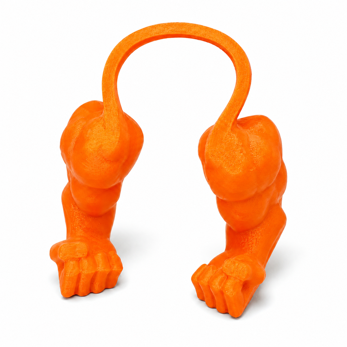 Orange 3D printed pet muscle arms costume by NAMVEXO