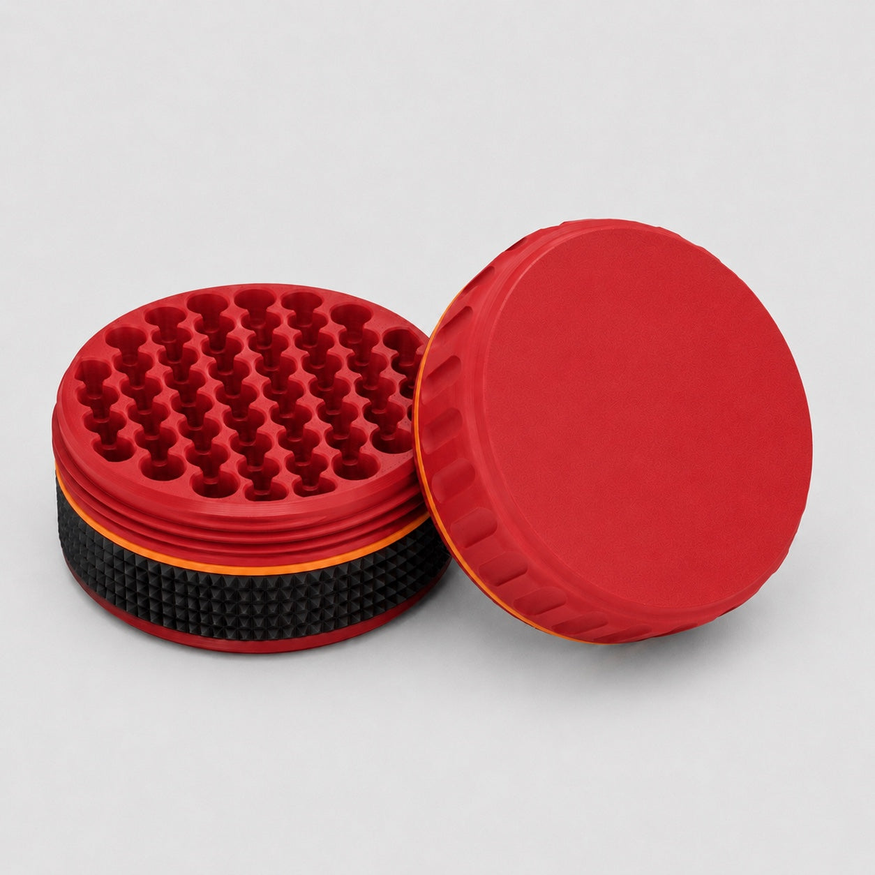 Red ammo storage container with plain lid