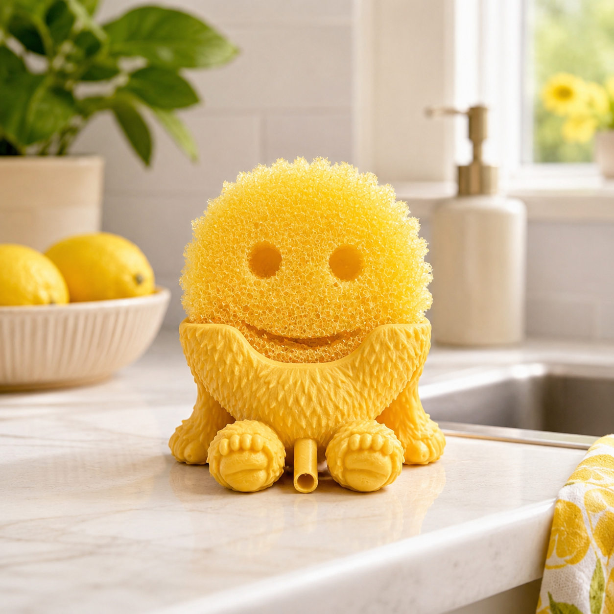 3D printed Bigfoot sponge holder for kitchen sink organization and scrub sponge storage