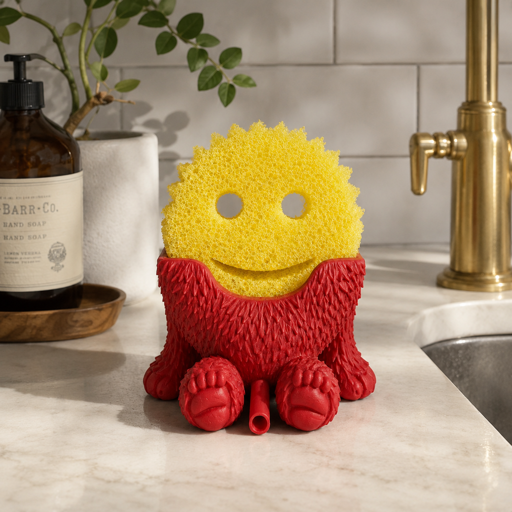 3D printed Sasquatch-style sponge holder for kitchen sink and scrub sponge organization