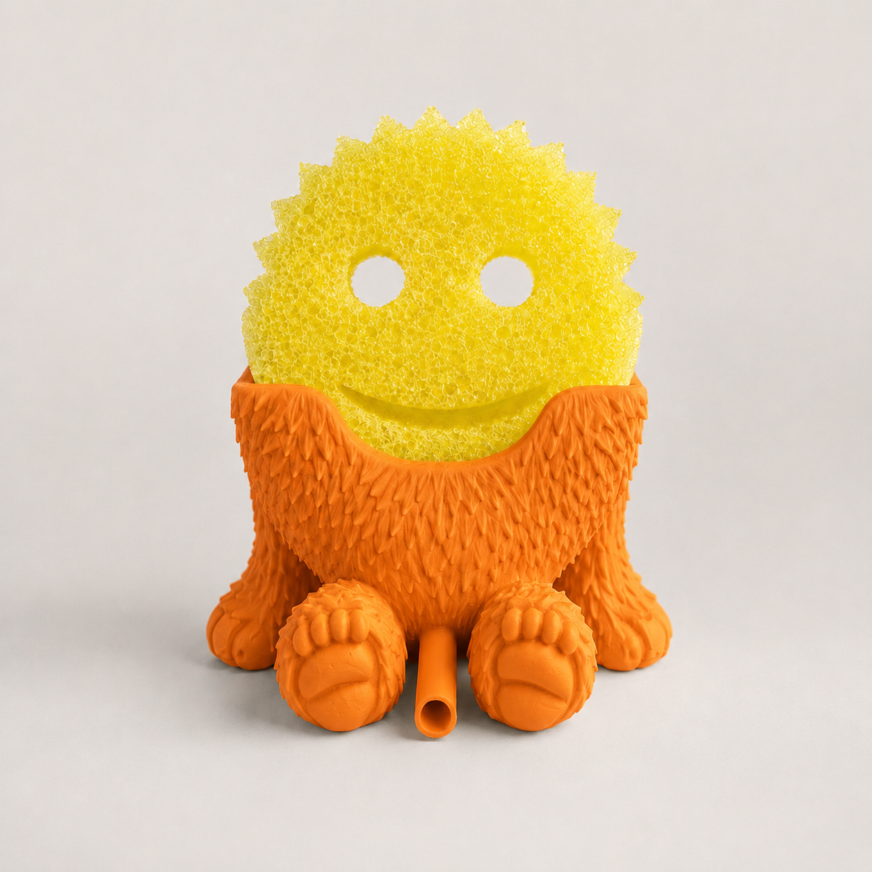 Kitchen sponge storage holder with 3D printed Bigfoot character design