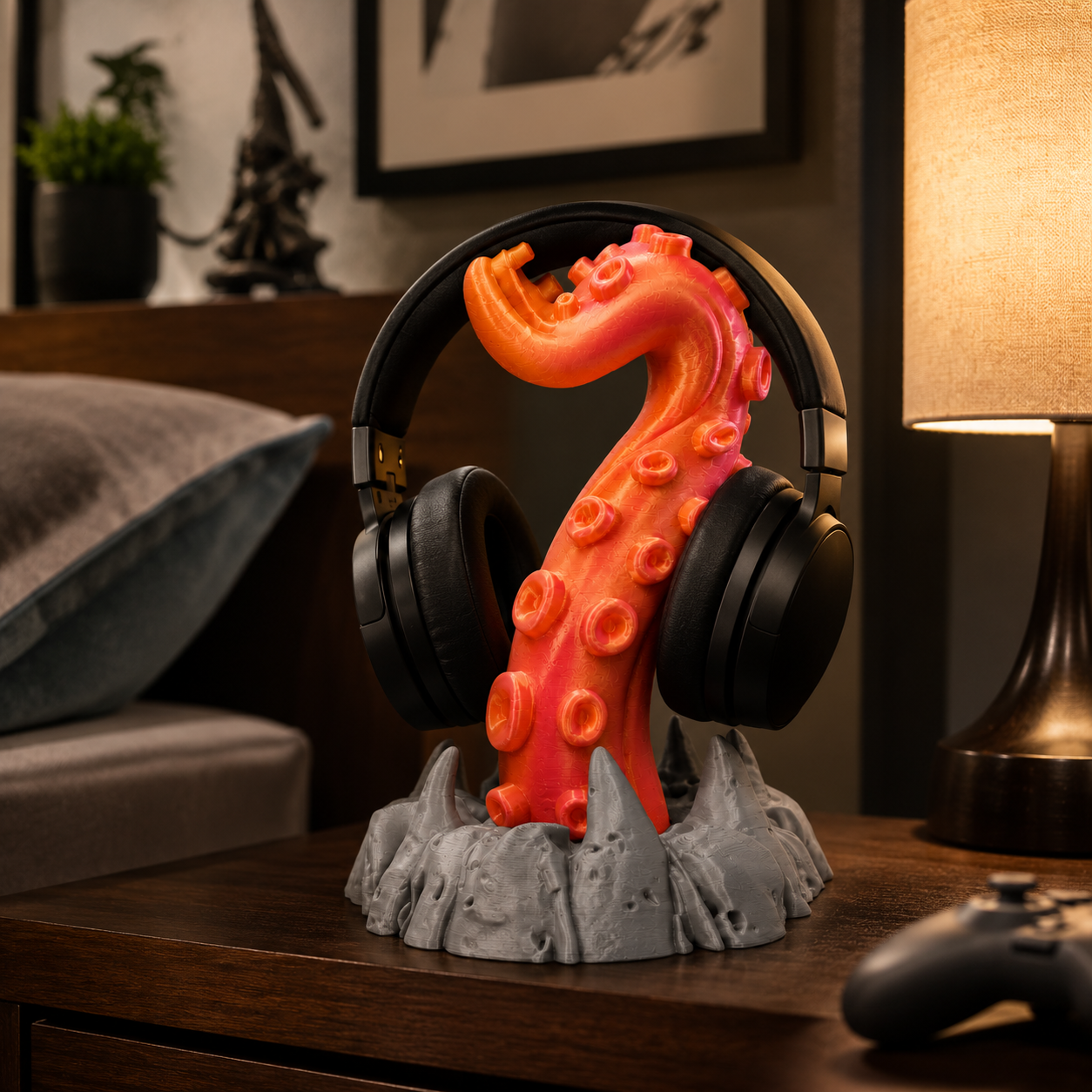Kraken tentacle headphone holder for home office and streamer setup