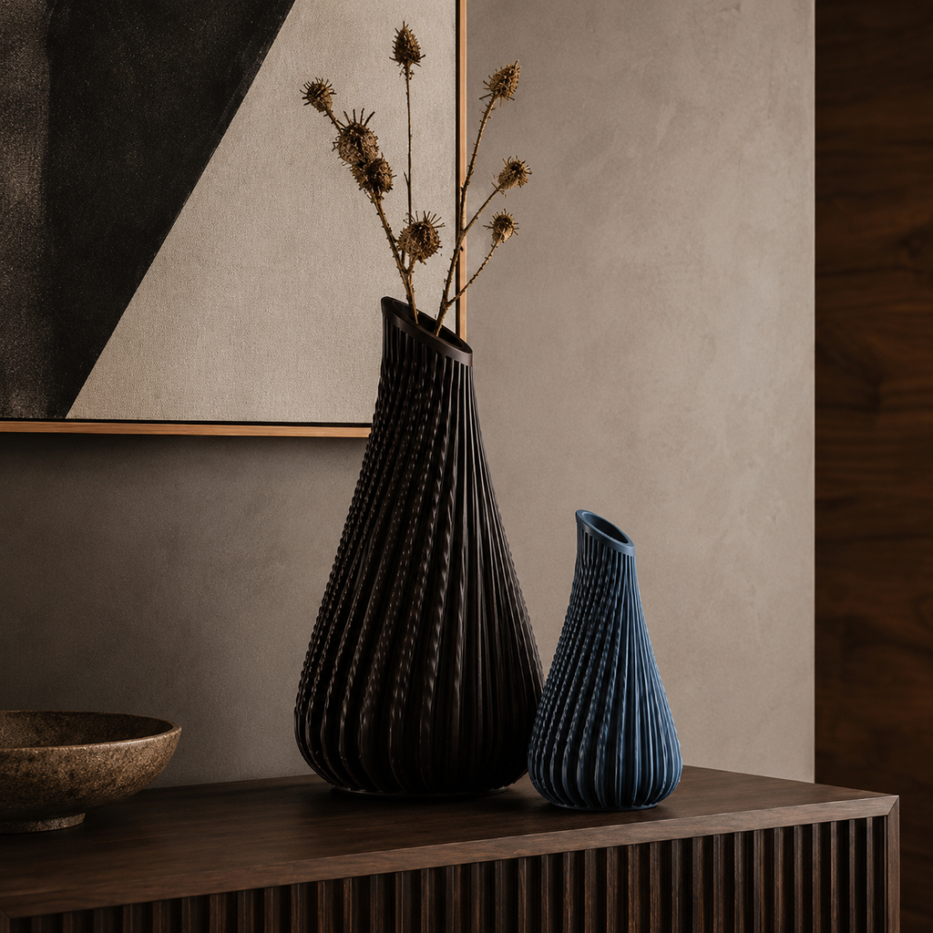 Lagos ribbed flower vase for dried arrangements and modern interior decor
