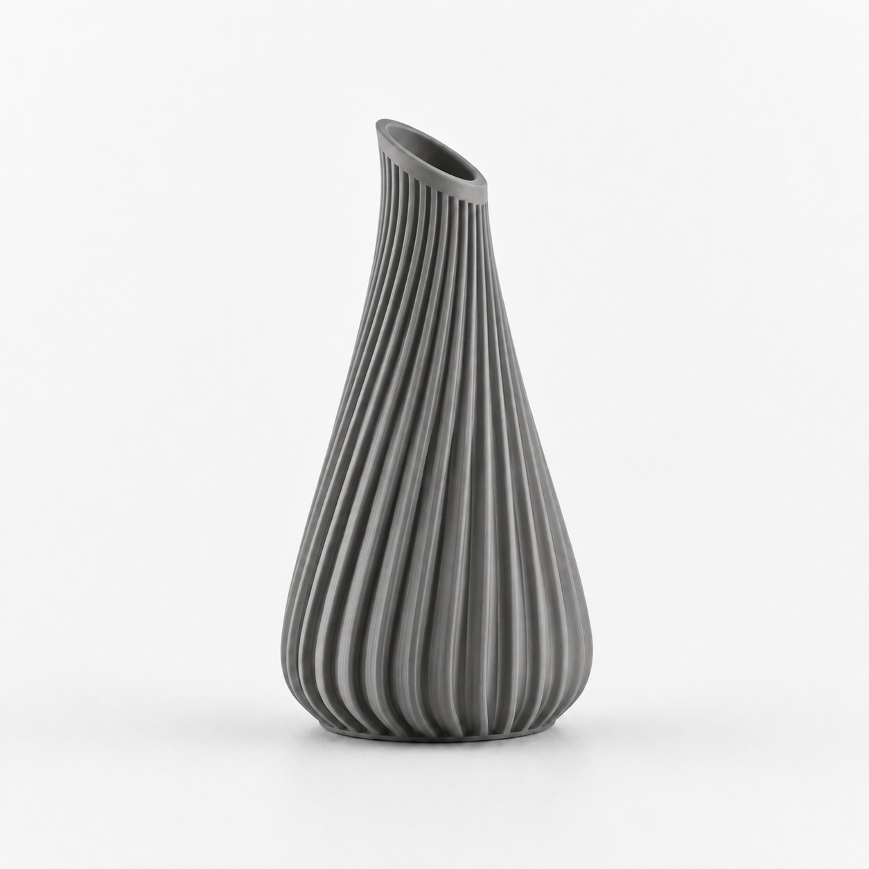 3D printed ribbed home decor vase for dried stems and minimalist interiors