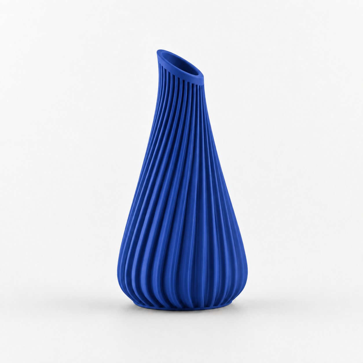 Sculptural 3D printed vase with ribbed texture for contemporary home decoration