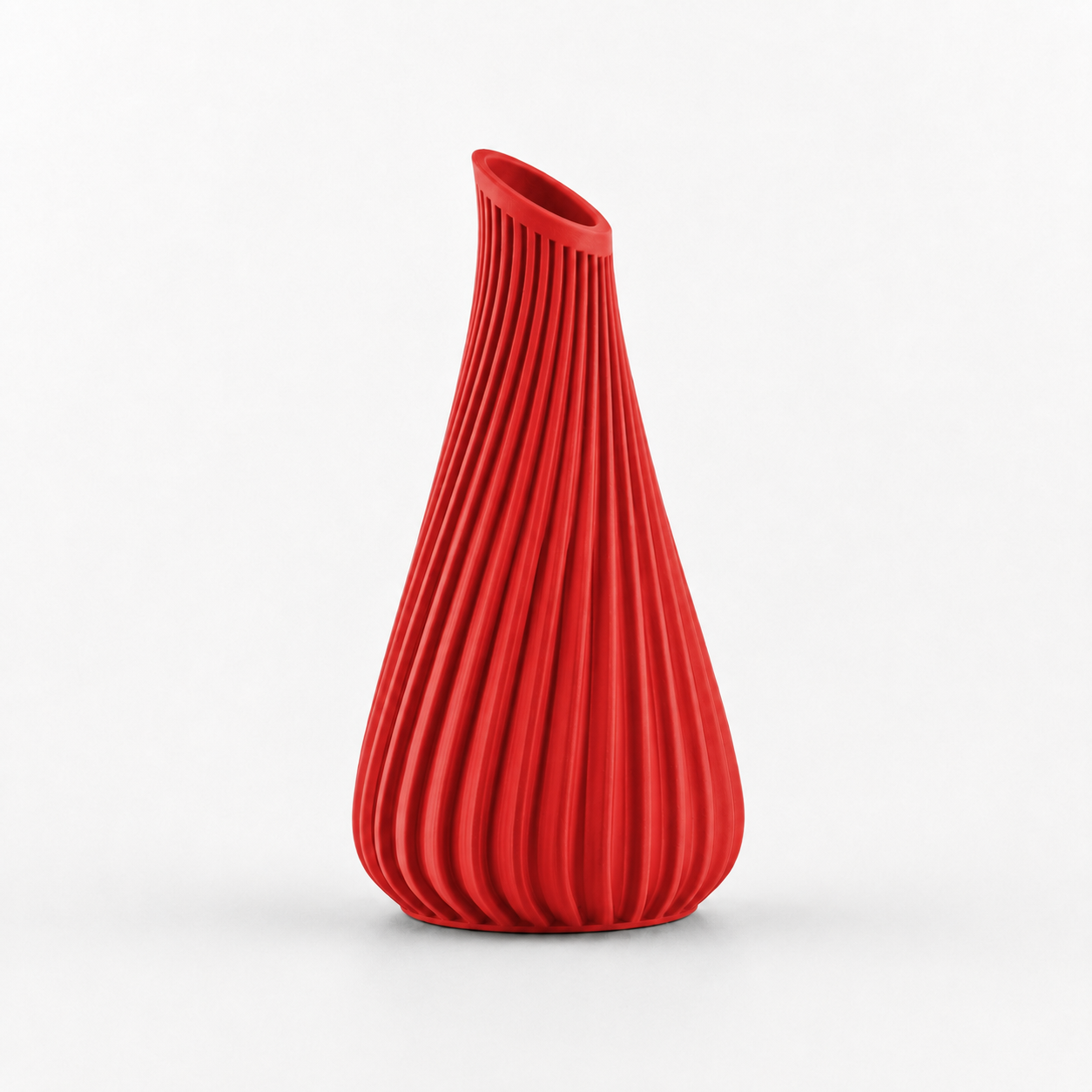 Ribbed sculptural vase with contemporary 3D printed design for home interiors