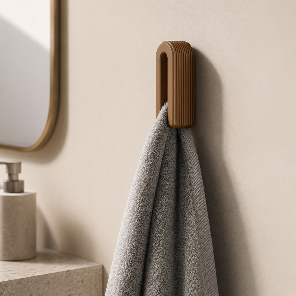 Black auto locking gravity towel hook ribbed wall mounted hanger
