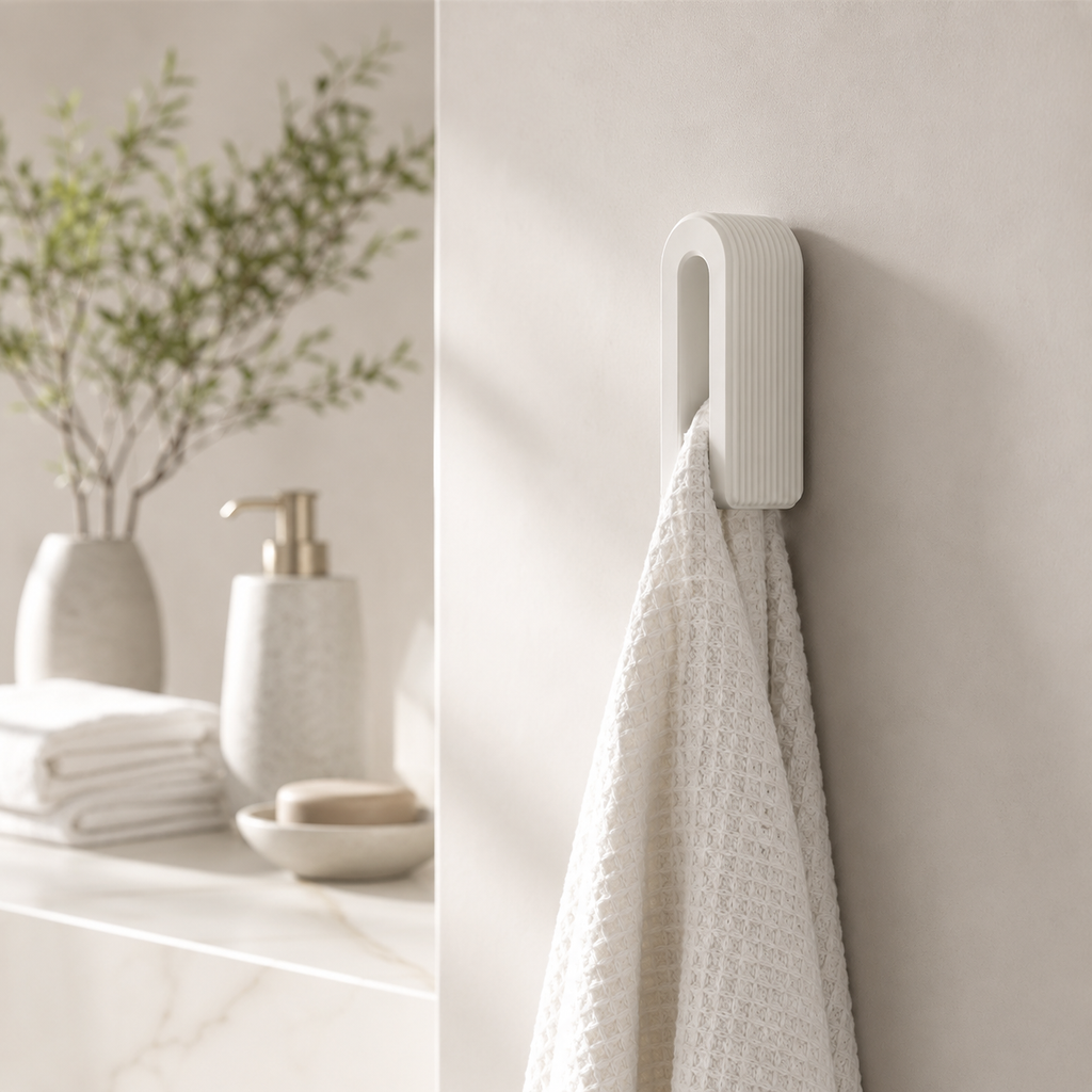 Yellow auto locking gravity towel hook ribbed wall mounted hanger