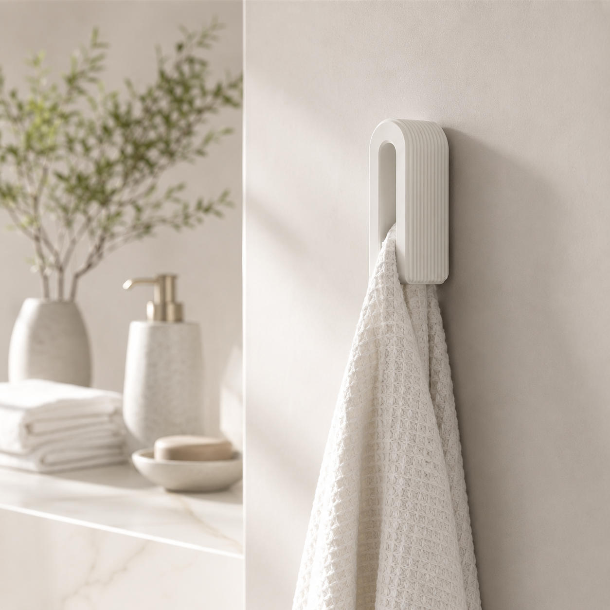 Yellow auto locking gravity towel hook ribbed wall mounted hanger