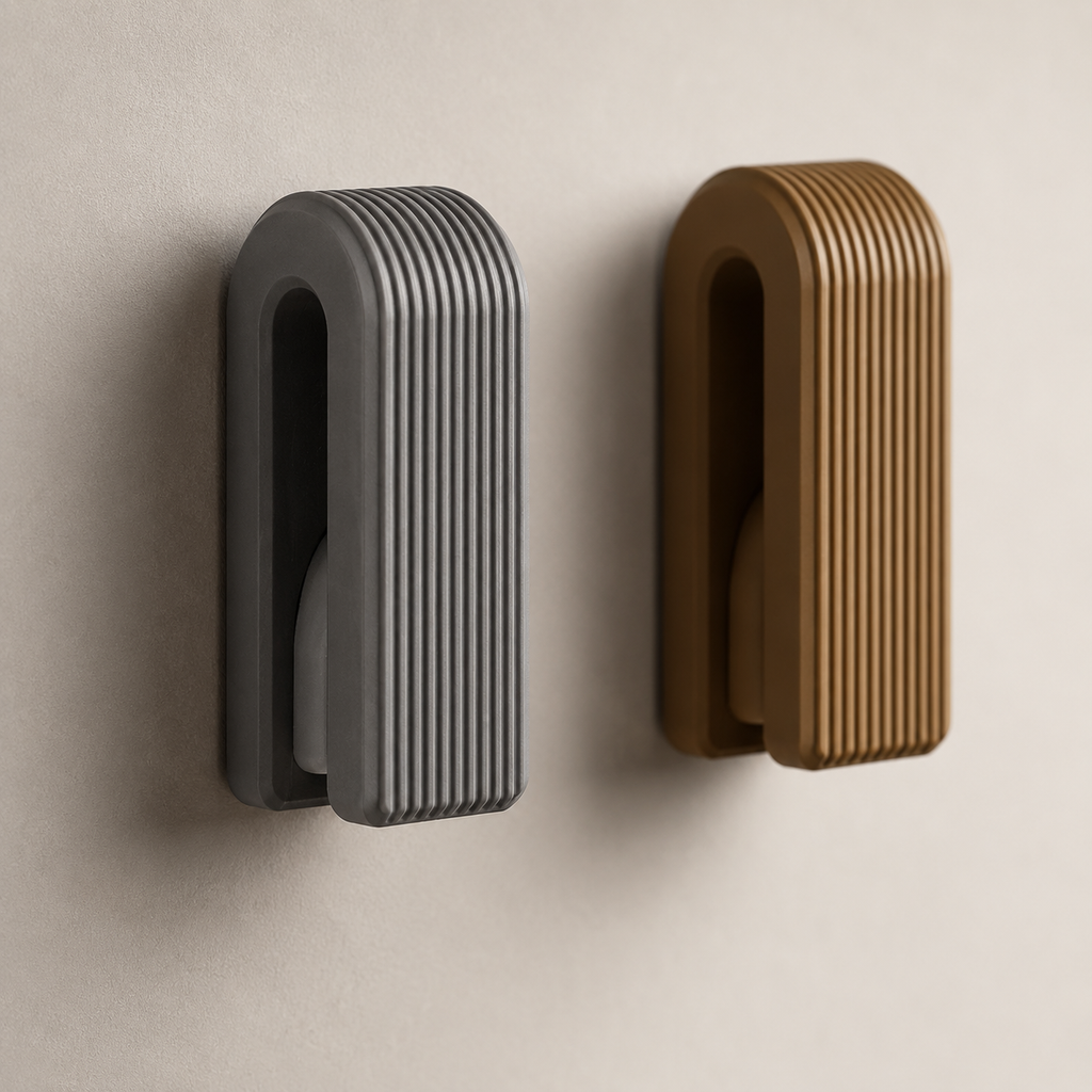 Dark brown ribbed auto locking gravity towel hook wall mounted hanger