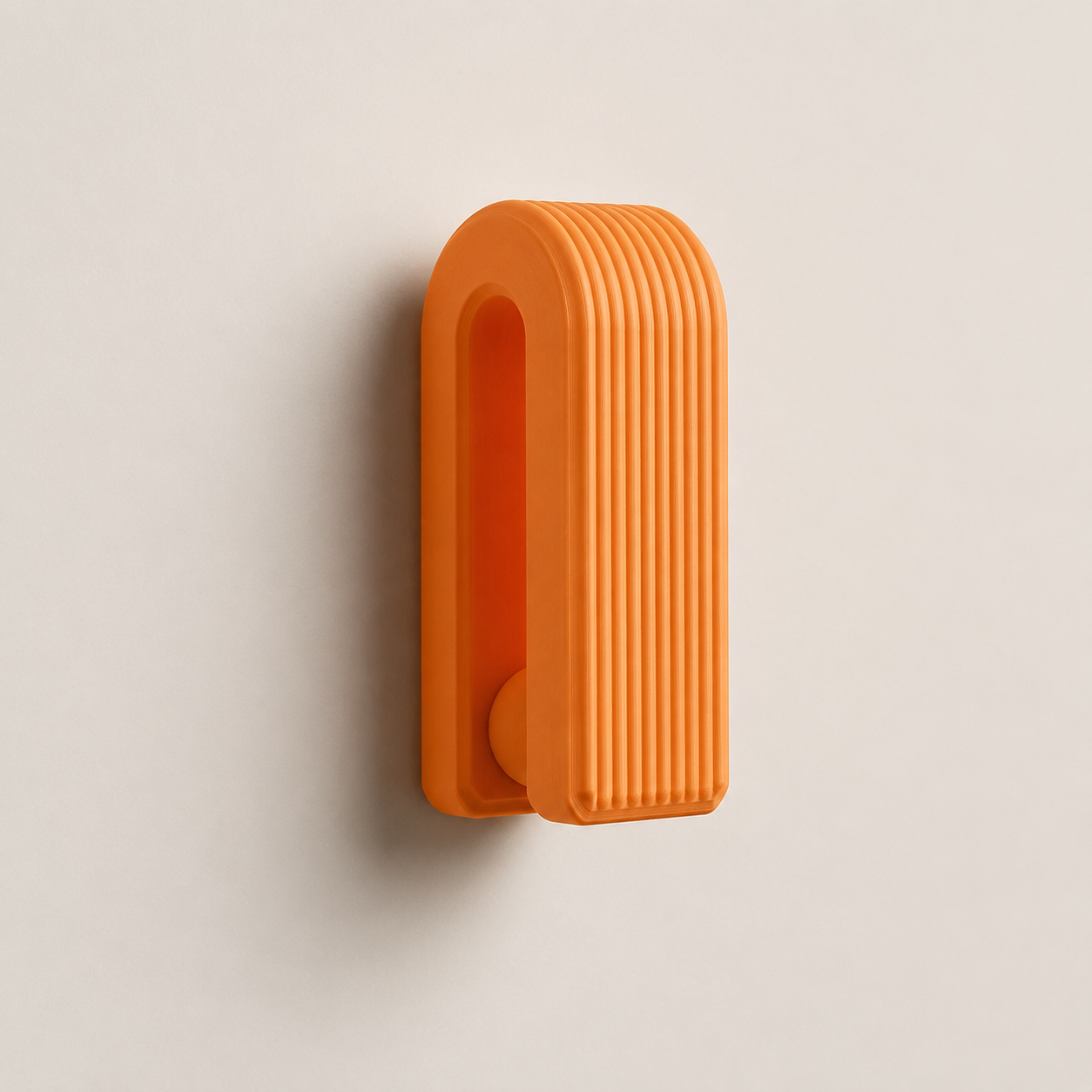Red yellow and gray ribbed wall mounted towel hooks