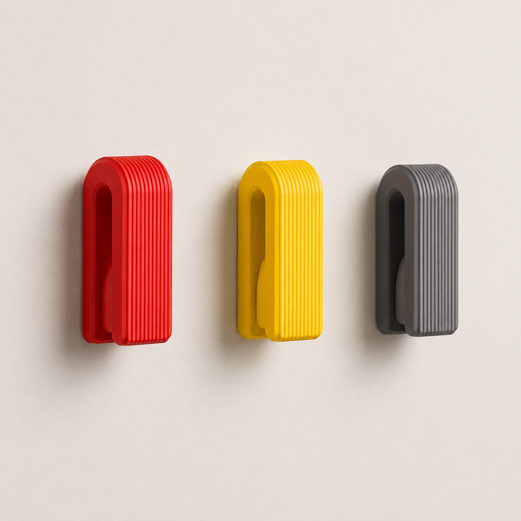 Orange auto locking gravity towel hook ribbed wall mounted hanger