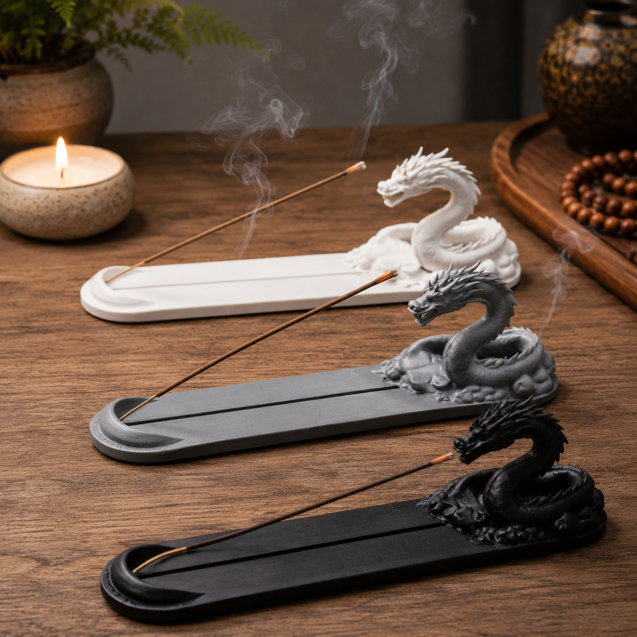 Sculptural 3D printed incense holder for catching ash and styling interior spaces