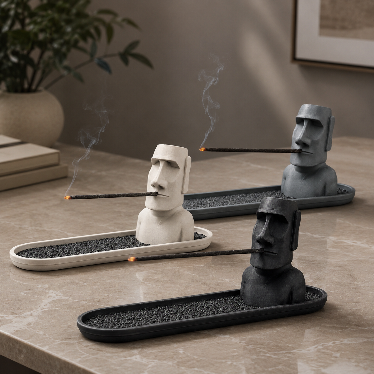 NAMVEXO decorative incense holder with ash catcher tray, 3D printed design