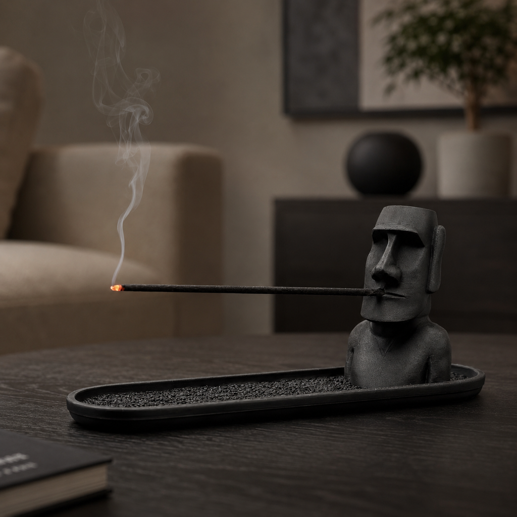 3D printed sculptural incense stand for incense sticks and ash collection