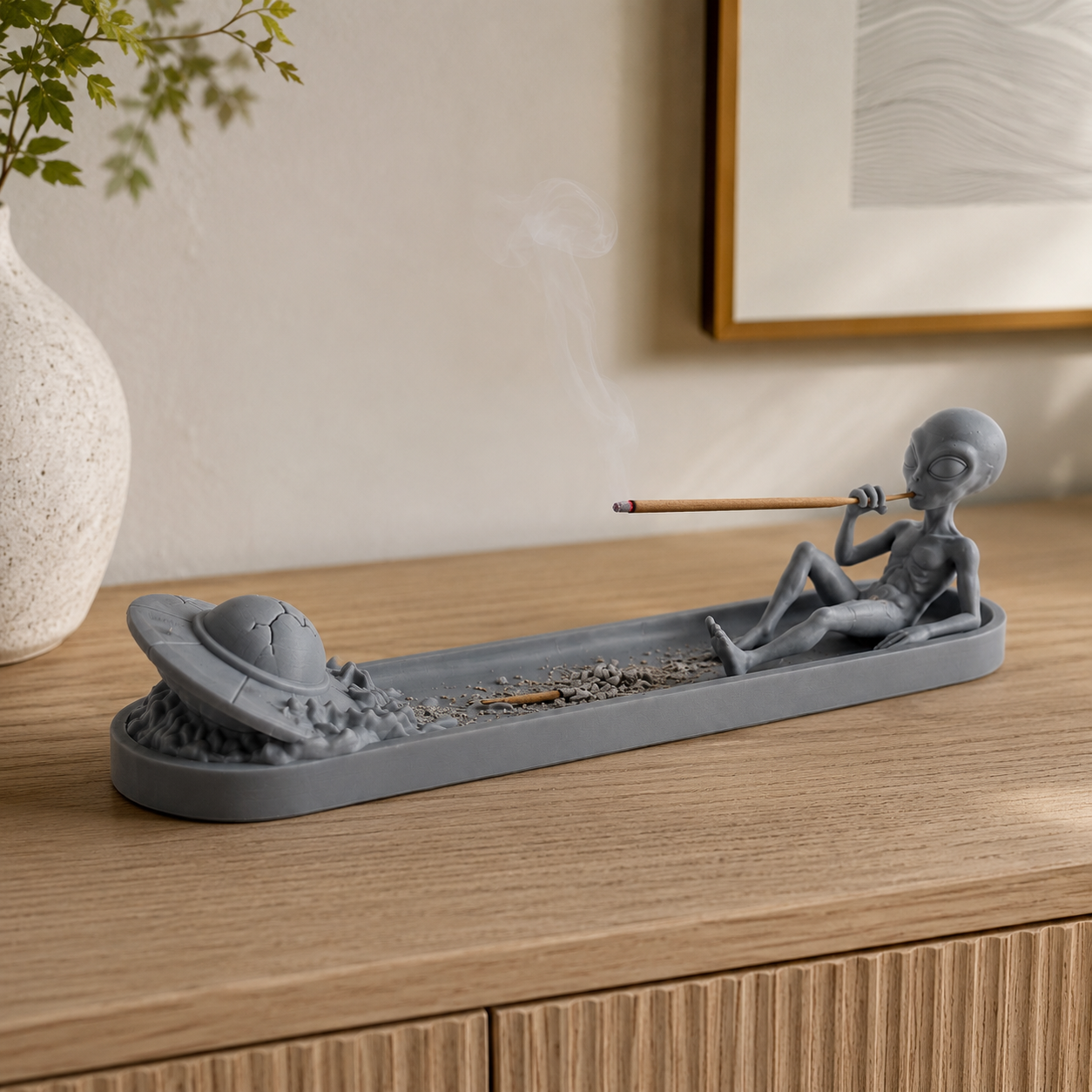 Decorative 3D printed incense holder tray for incense sticks and ash collection