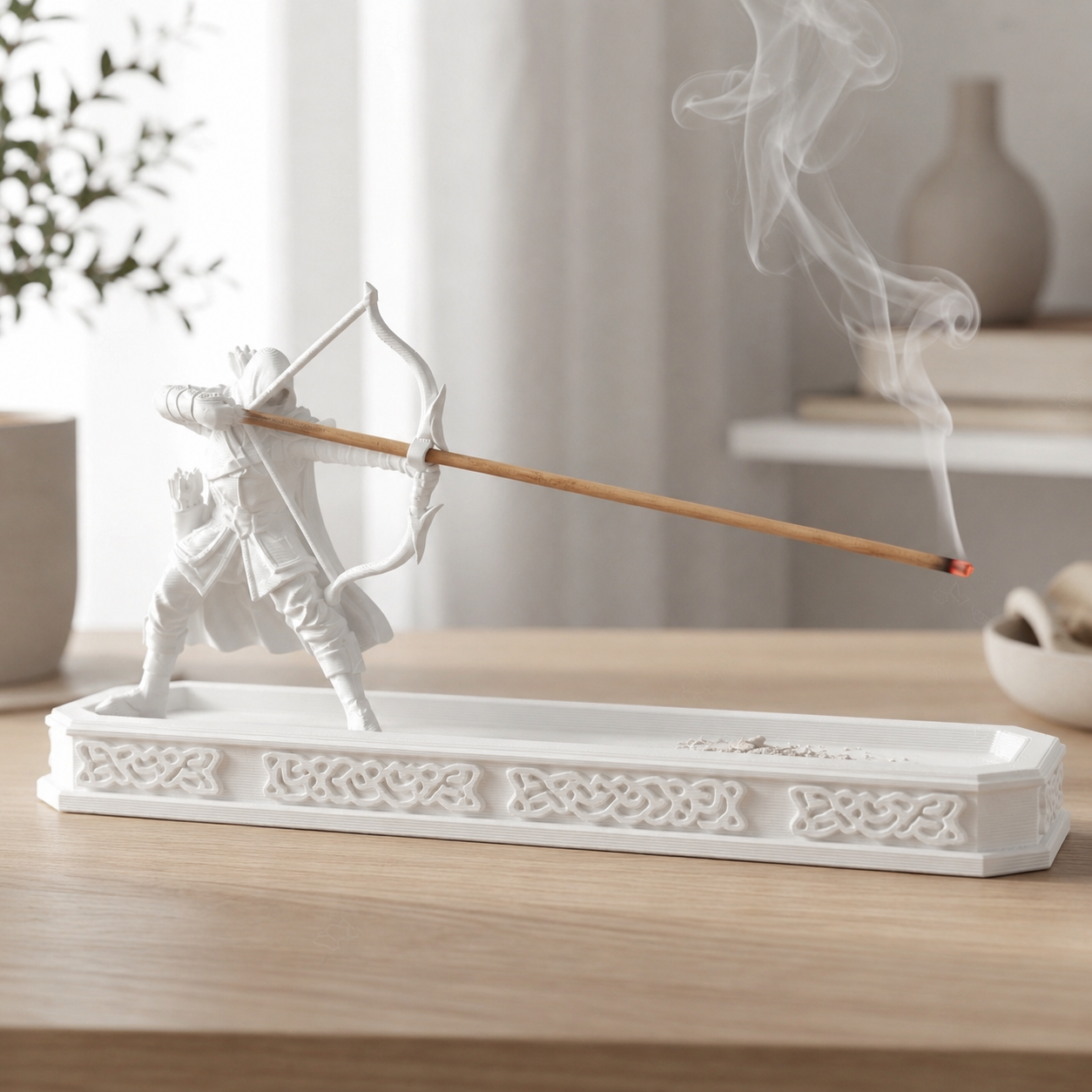 Decorative incense stick holder and ash tray with sculptural 3D printed form