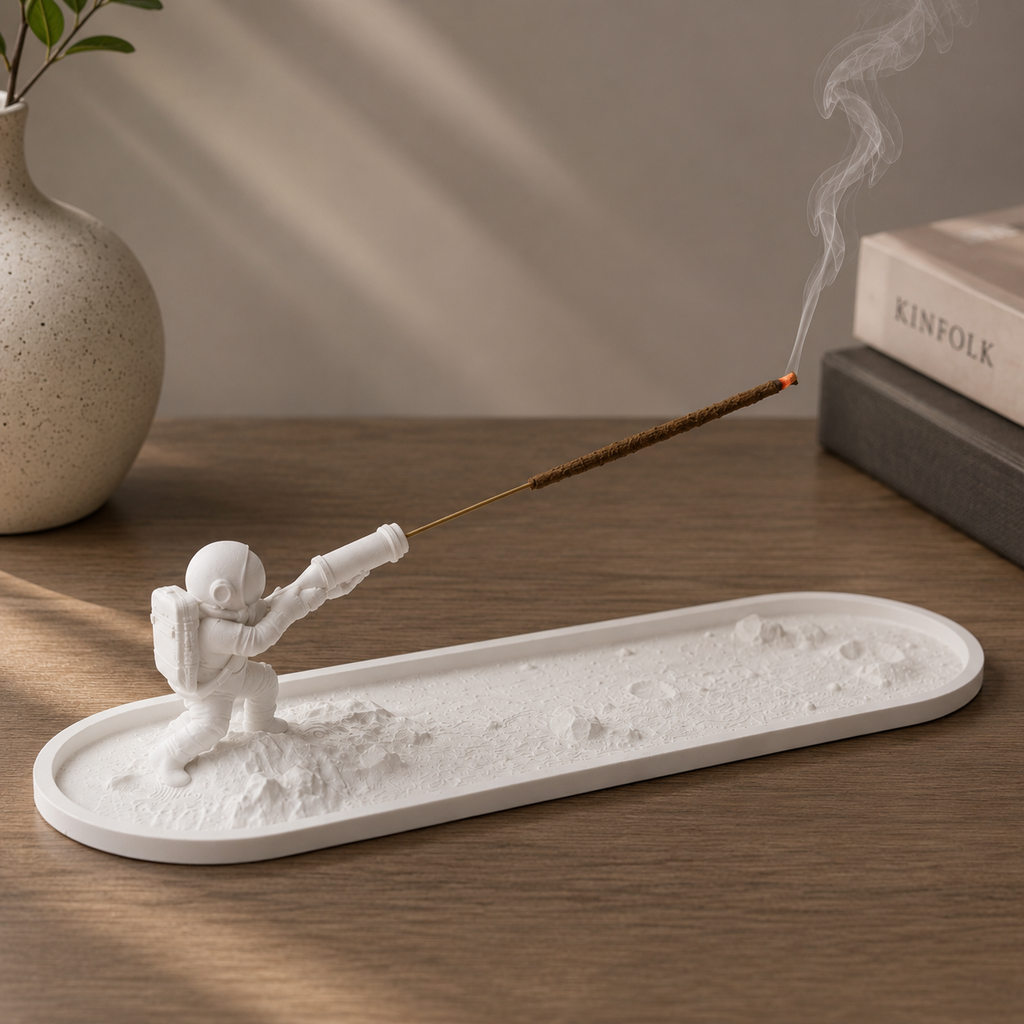 Modern sculptural incense holder for home fragrance and clean ash collection