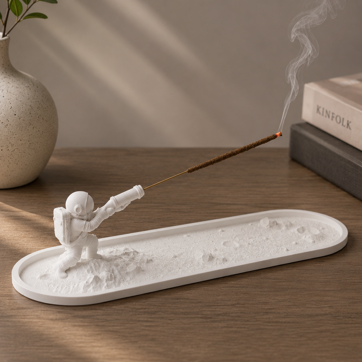 Modern sculptural incense holder for home fragrance and clean ash collection