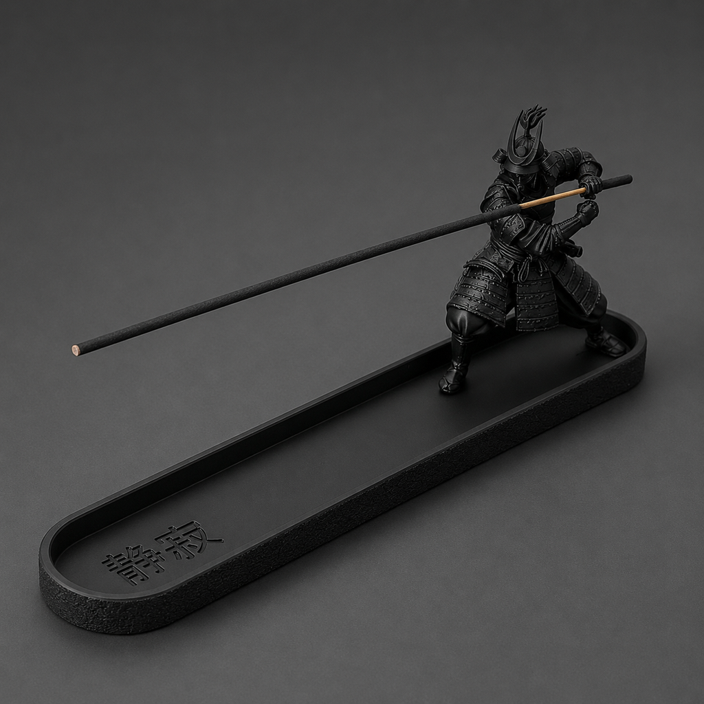3D printed incense stick holder with decorative form and ash collection tray