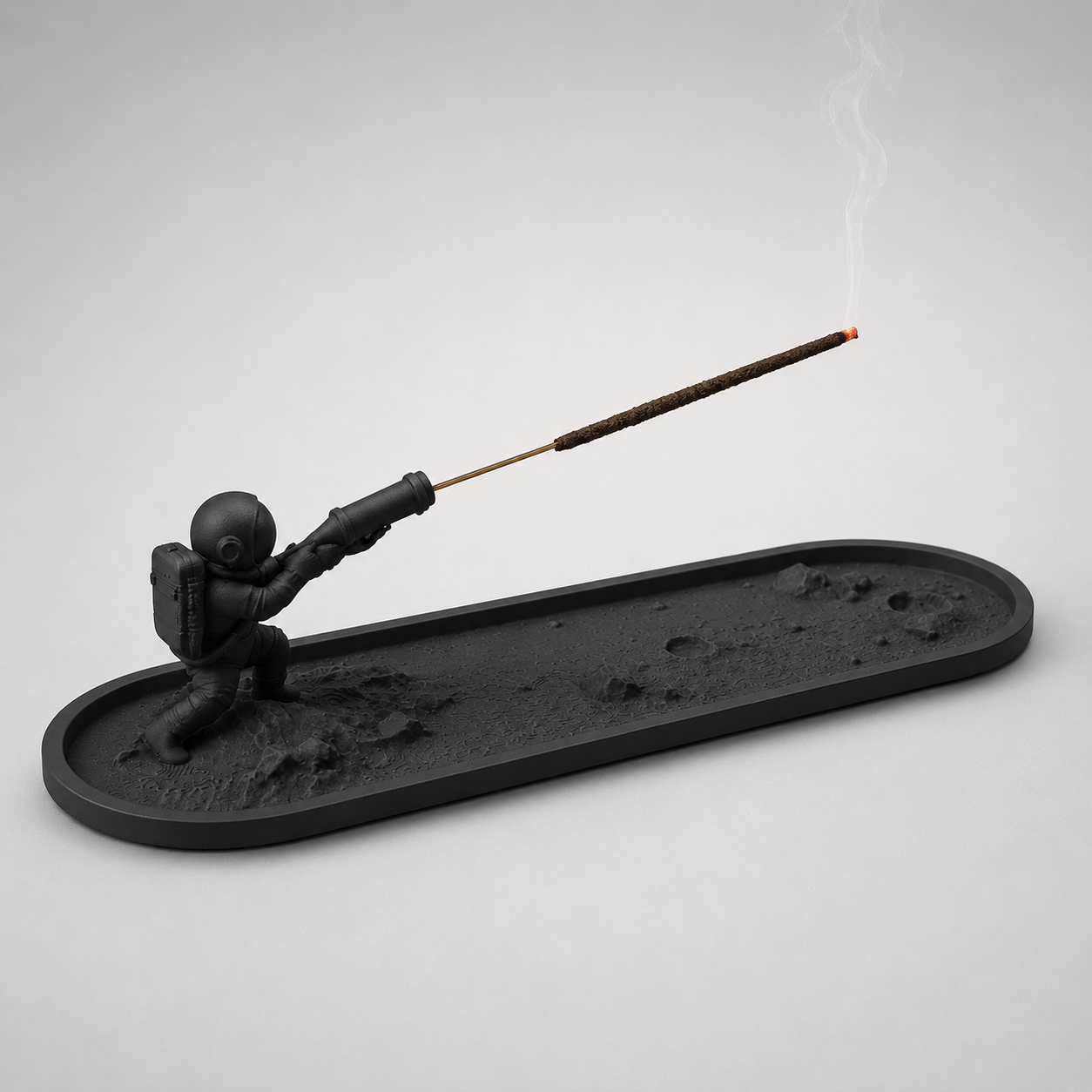 Modern sculptural incense stick stand with integrated ash catching tray