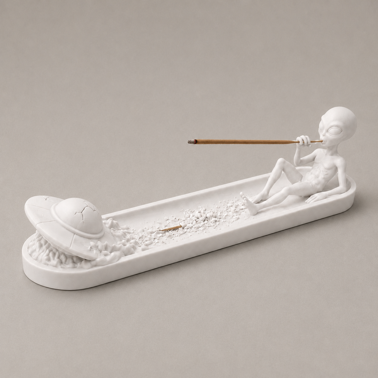 Modern incense burner holder with ash catching tray, 3D printed decorative design