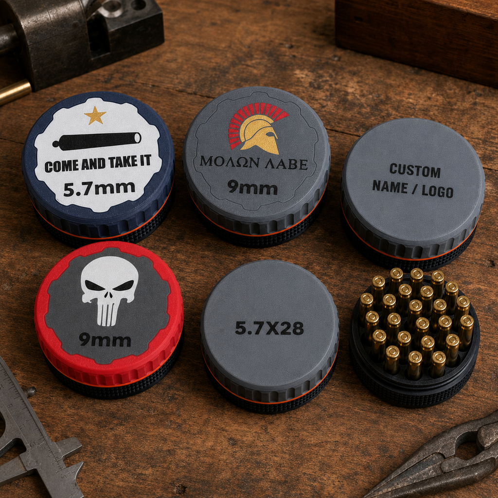 Caliber-specific storage container designed by NAMVEXO