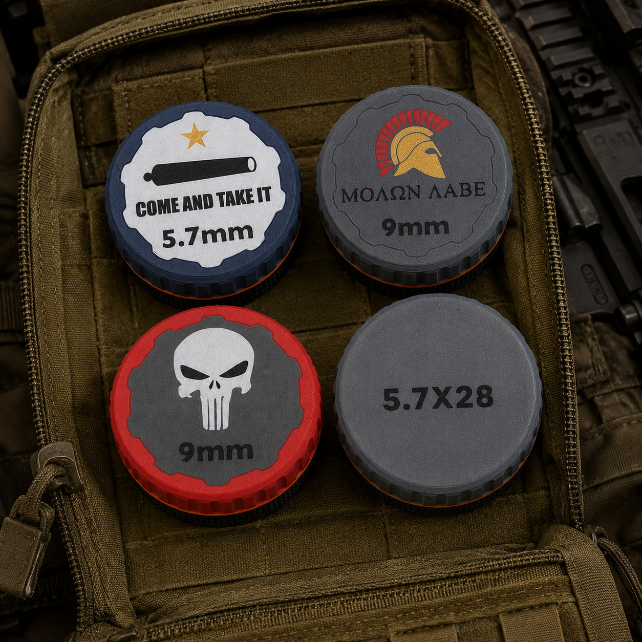 Caliber-specific ammo holder with a detachable printed lid
