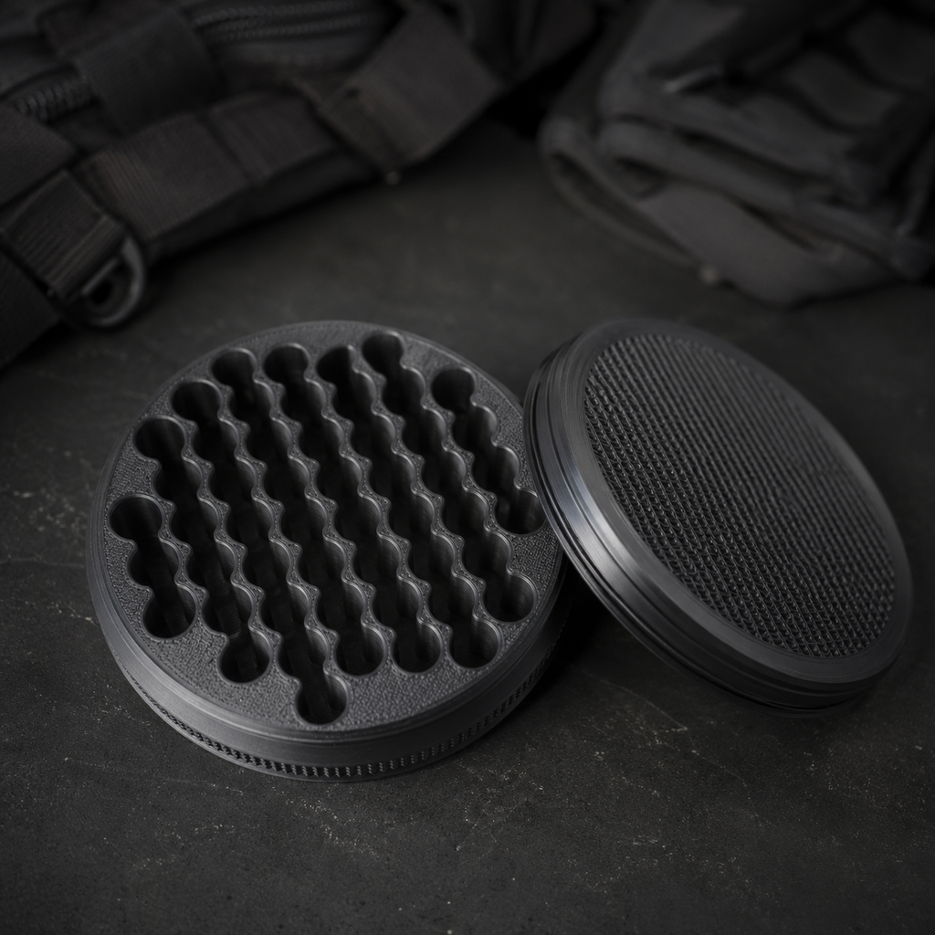 Ammunition storage container with removable decorated lid