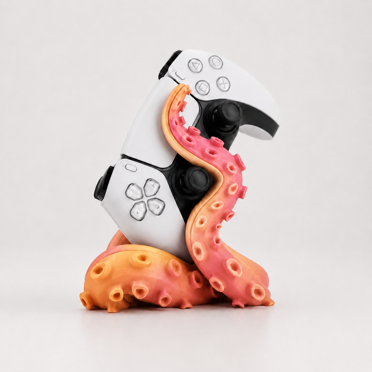 3D printed tentacle game controller holder for PS5 gaming desk organization